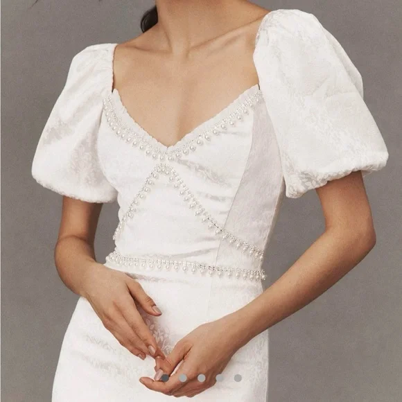 V. Chapman White Ruffled Midi Dress - Picture 3 of 4